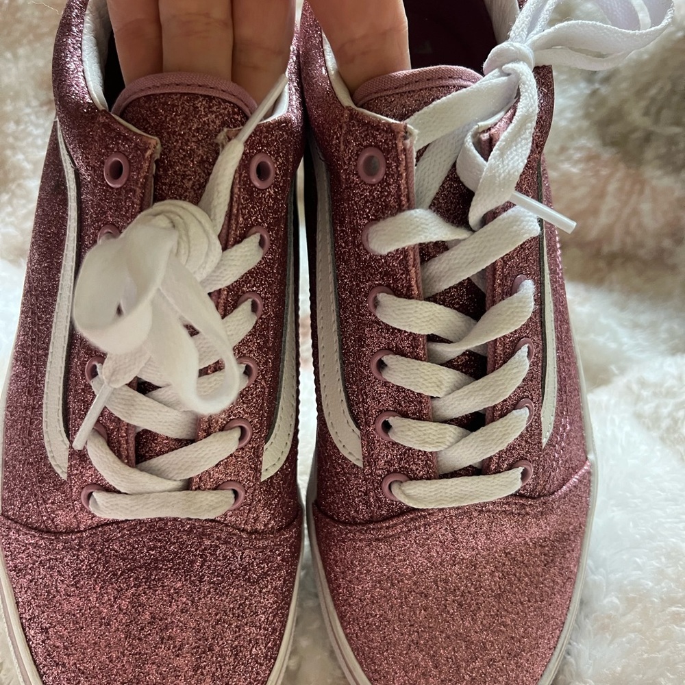 Vans Women's Sparkling Sneakers - Pink and White - Picture 2 of 9